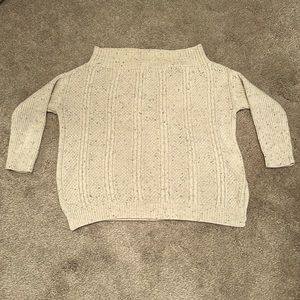 Cream off the shoulder sweater with dark speckles throughout, size S